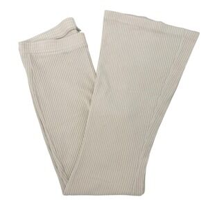 Aerie Womens XL Ribbed Knit Flare Pants High Waisted‎ Pull On Loungewear Neutral